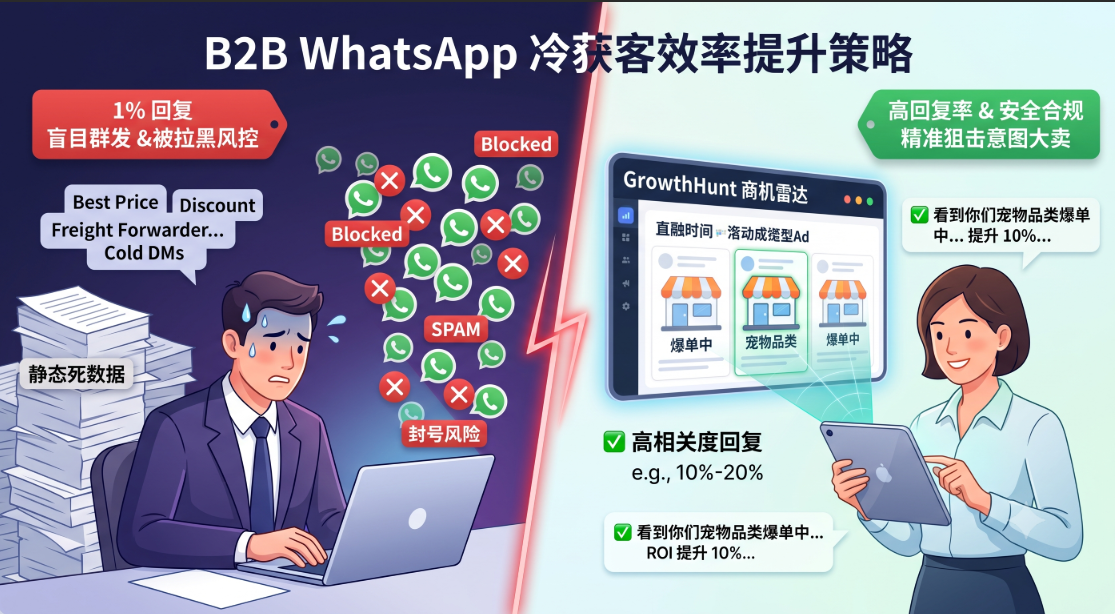 WhatsApp 群发频繁封号?突破 1% 回复率的外贸获客防封指南 | GrowthHunt